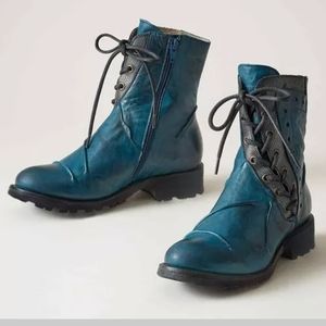 Blue Lace Up Boots